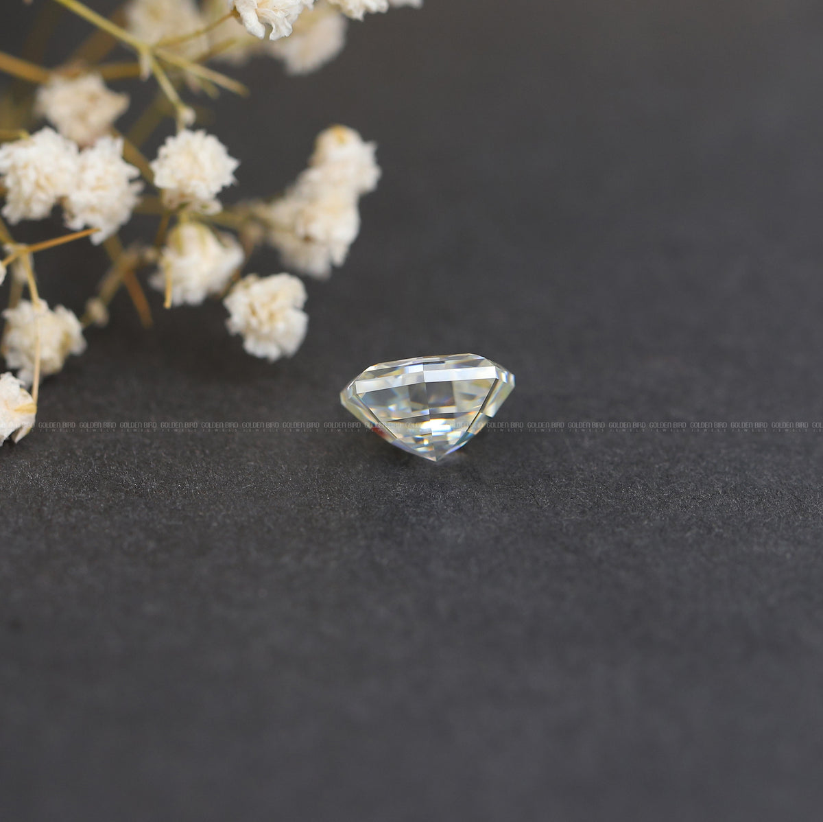 Side View Of Moissanite Cushion Cut Loose