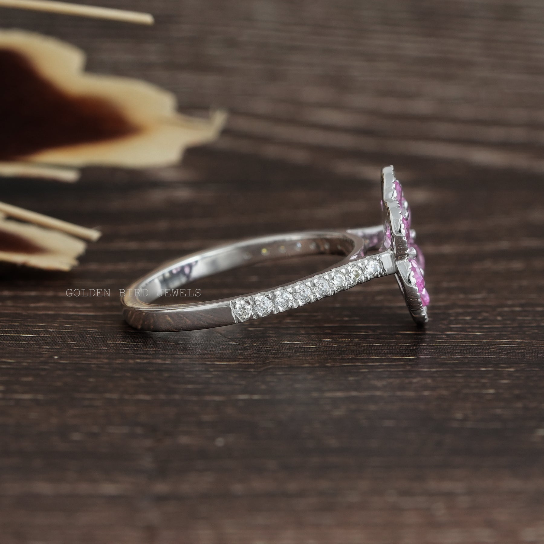 Pear & Round Cut Flower Engagement Ring