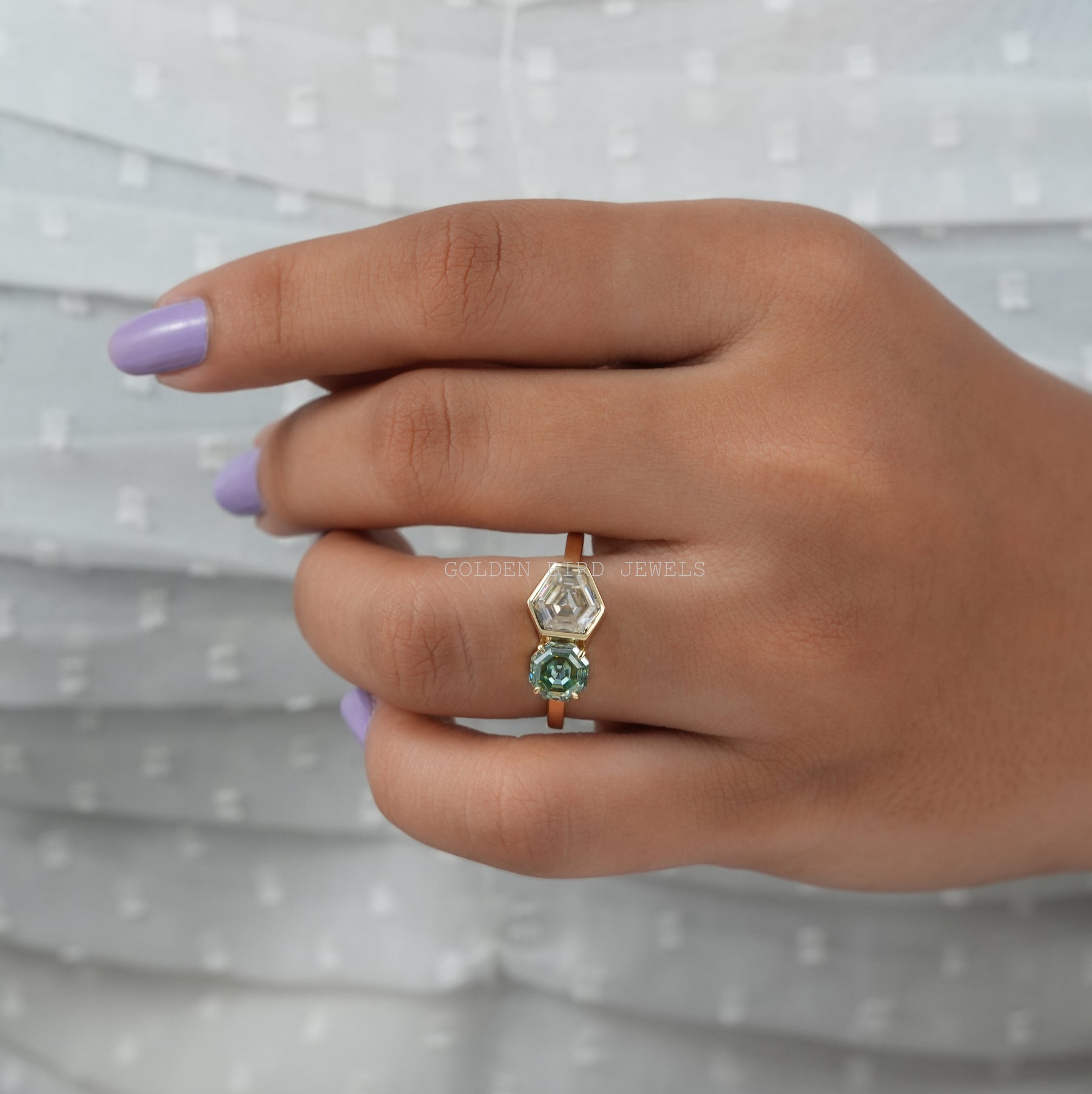 Unique Style Moissanite Toi Et Moi Engagement Ring