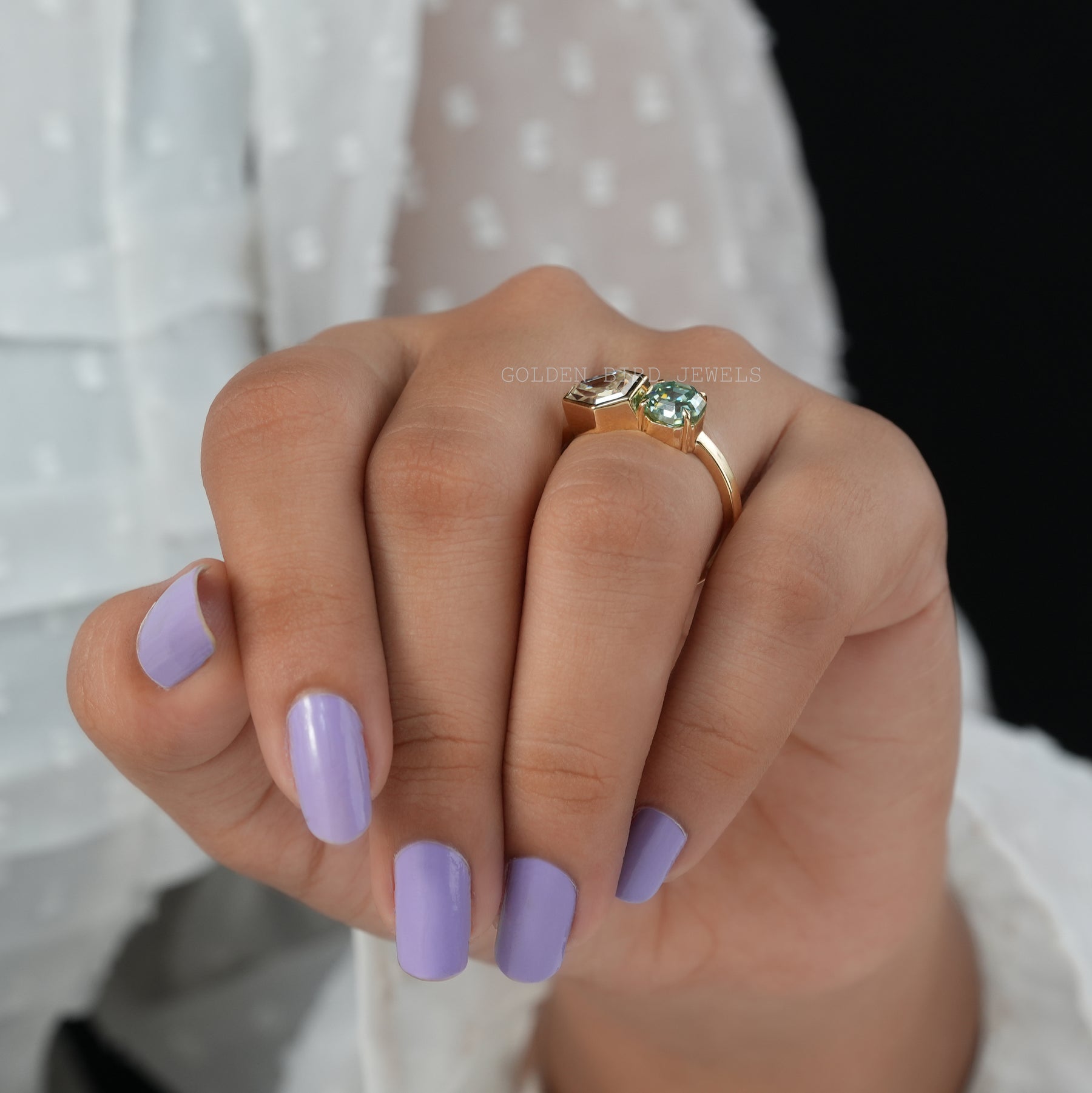 Unique Style Moissanite Toi Et Moi Engagement Ring