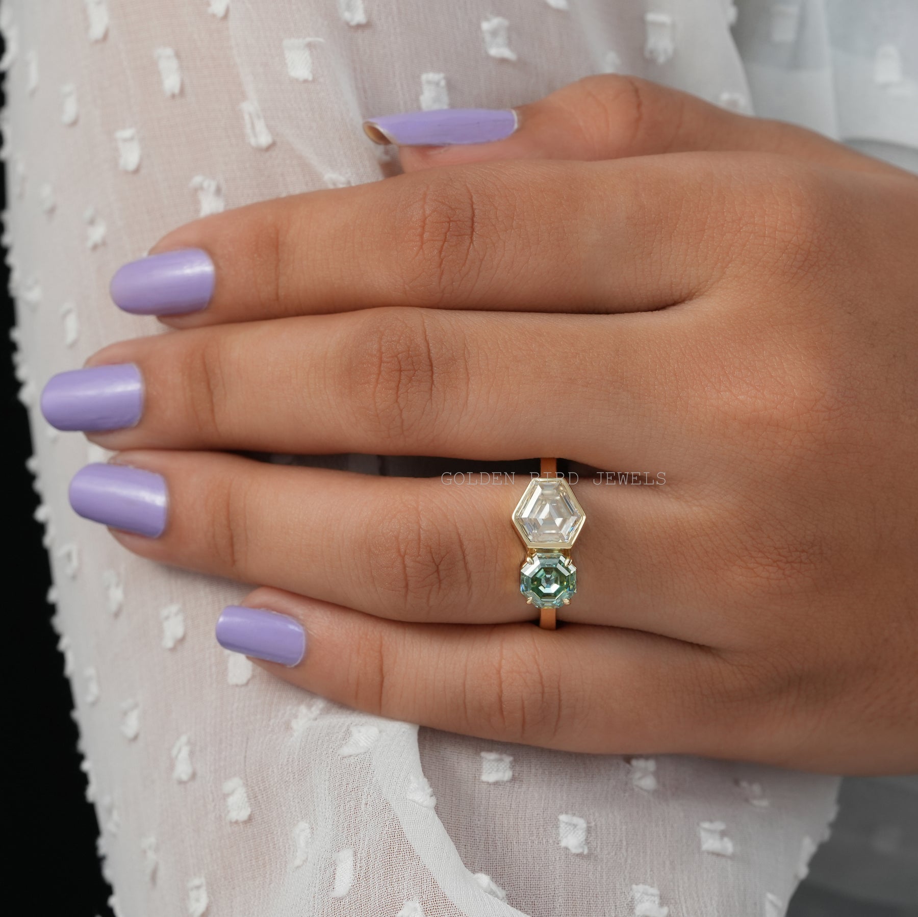 Unique Style Moissanite Toi Et Moi Engagement Ring