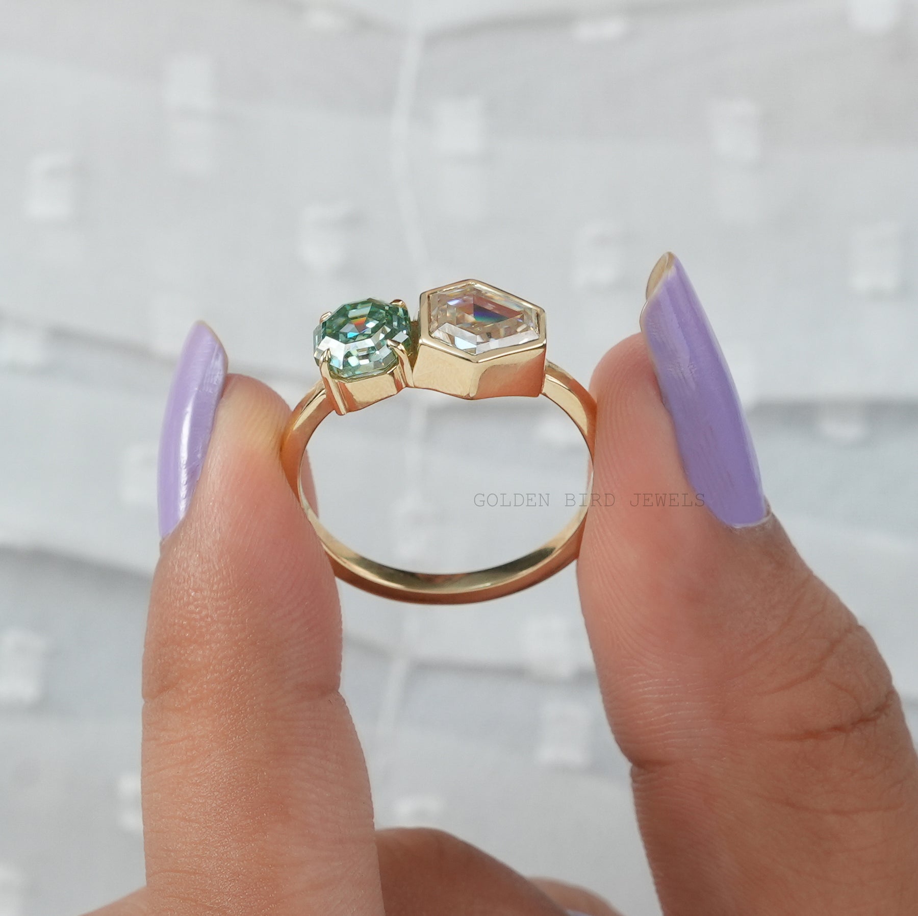 Unique Style Moissanite Toi Et Moi Engagement Ring