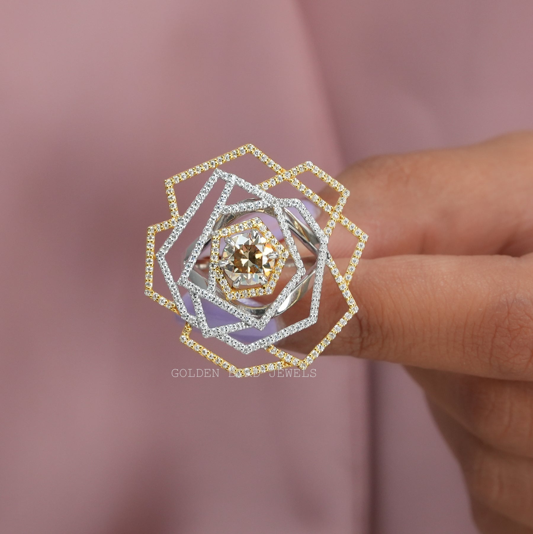 Round Cut Moissanite Cluster Engagement Ring