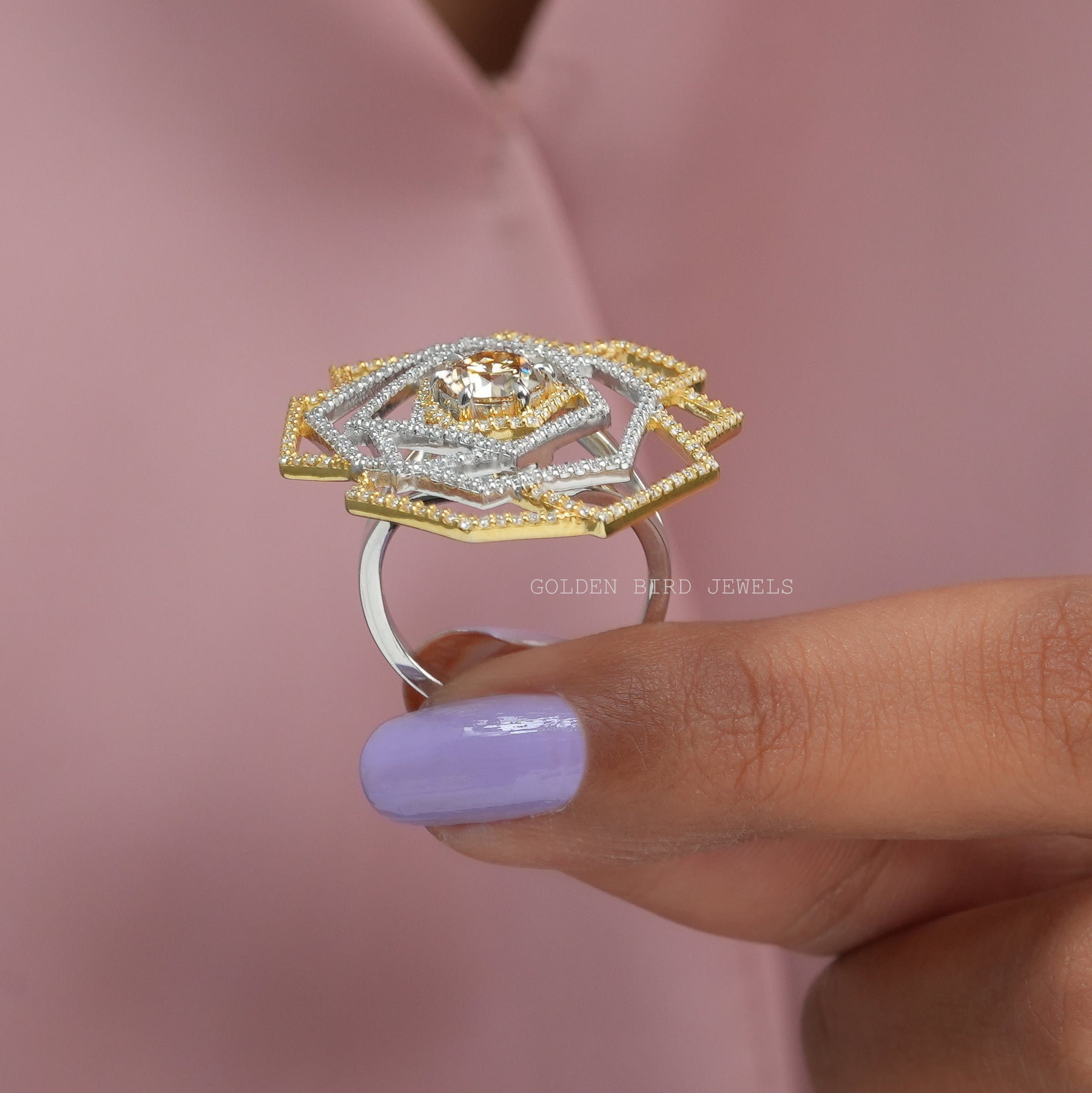 Round Cut Moissanite Cluster Engagement Ring