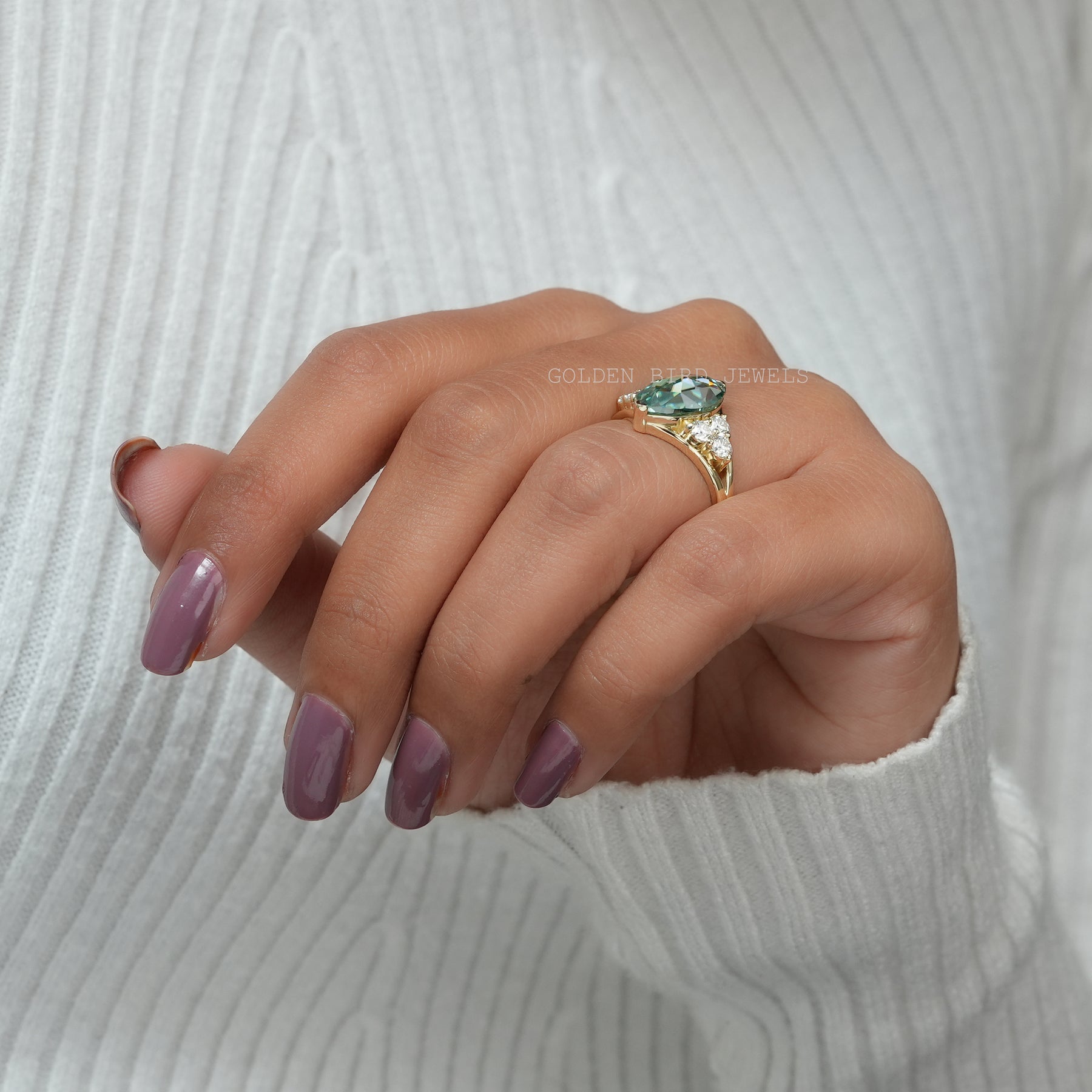 Rose Cut Marquise Moissanite Vintage Engagement Ring
