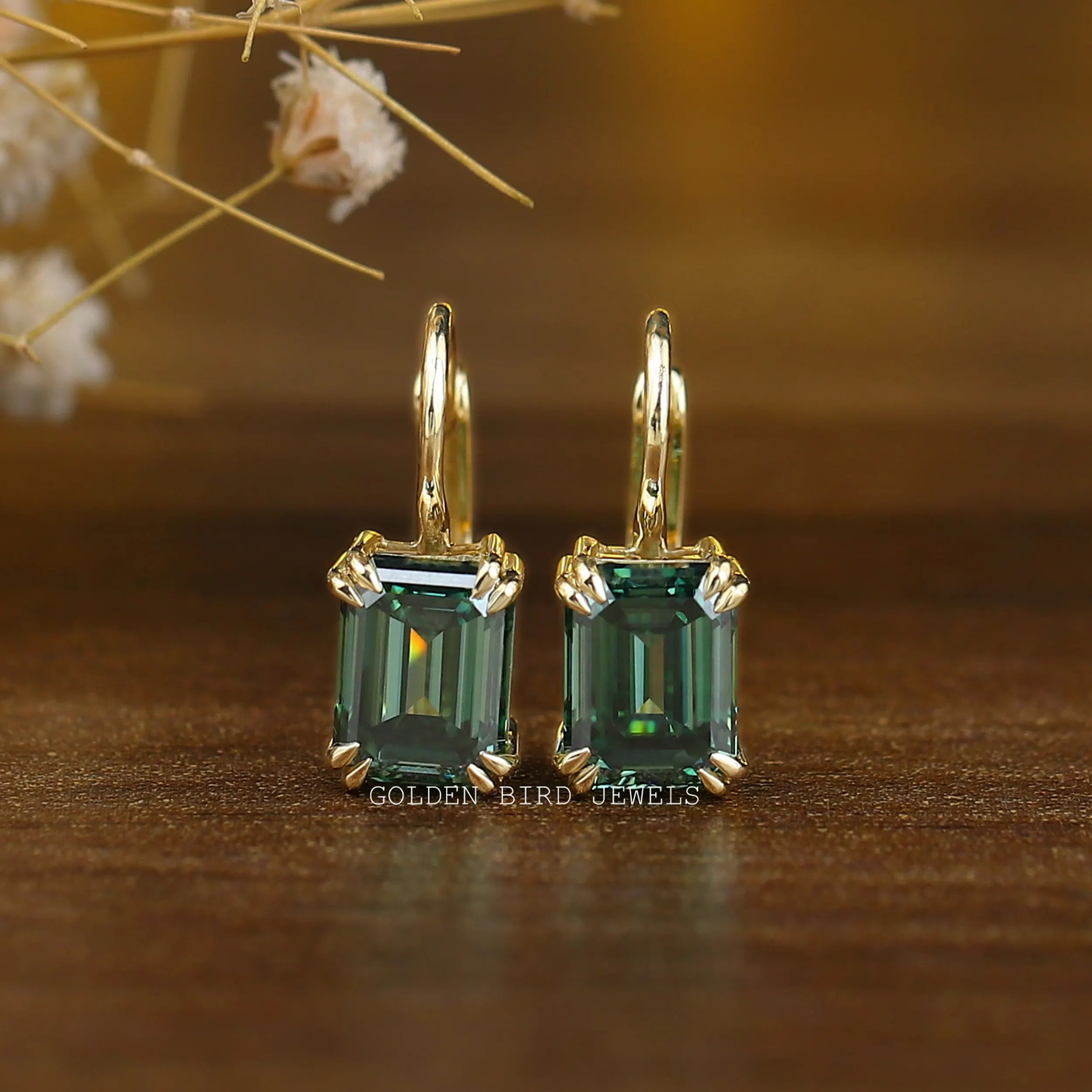 Dark emerald earrings discount