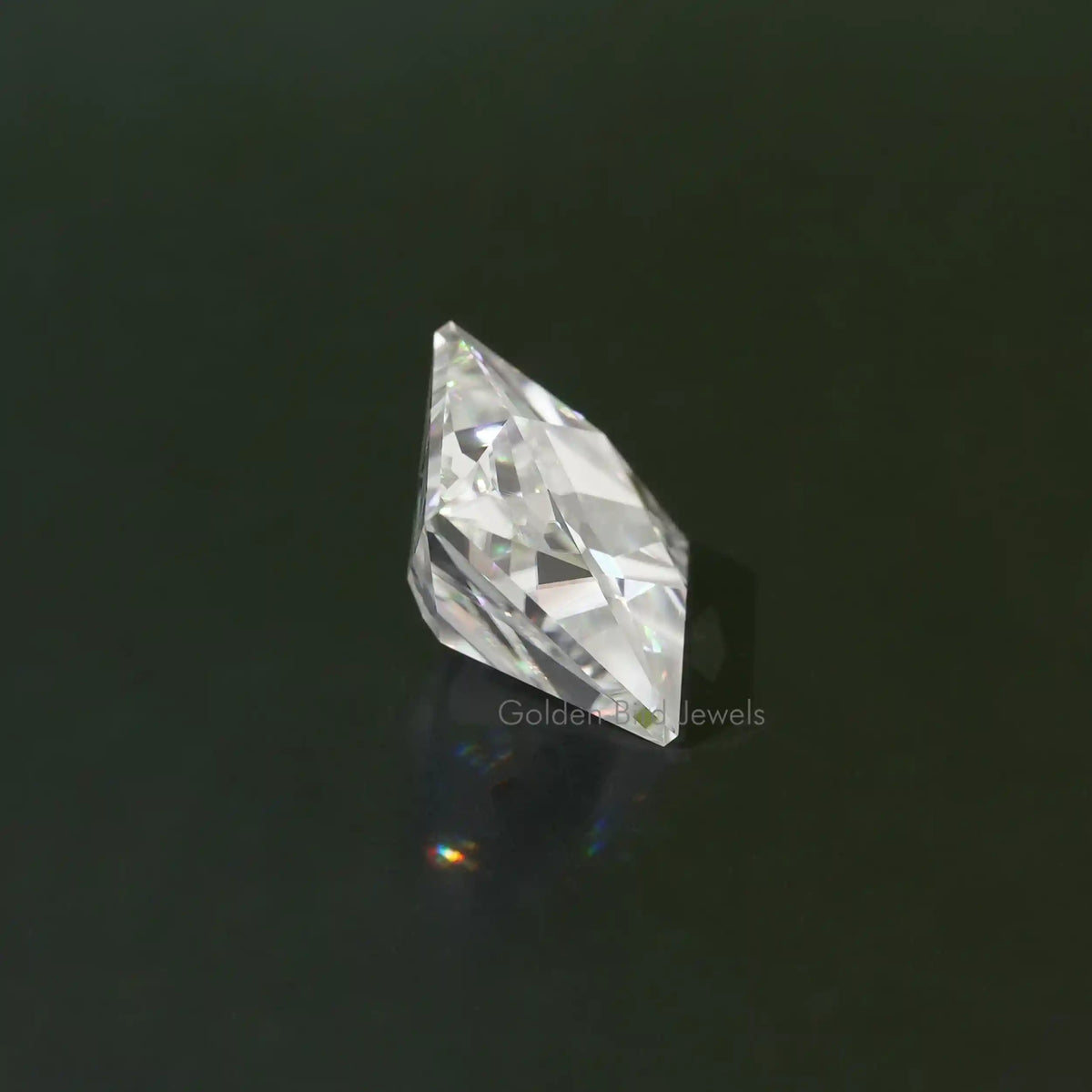 Side View Of Colorless 2.69 Carat Antique Fancy Shape Loose Moissanite