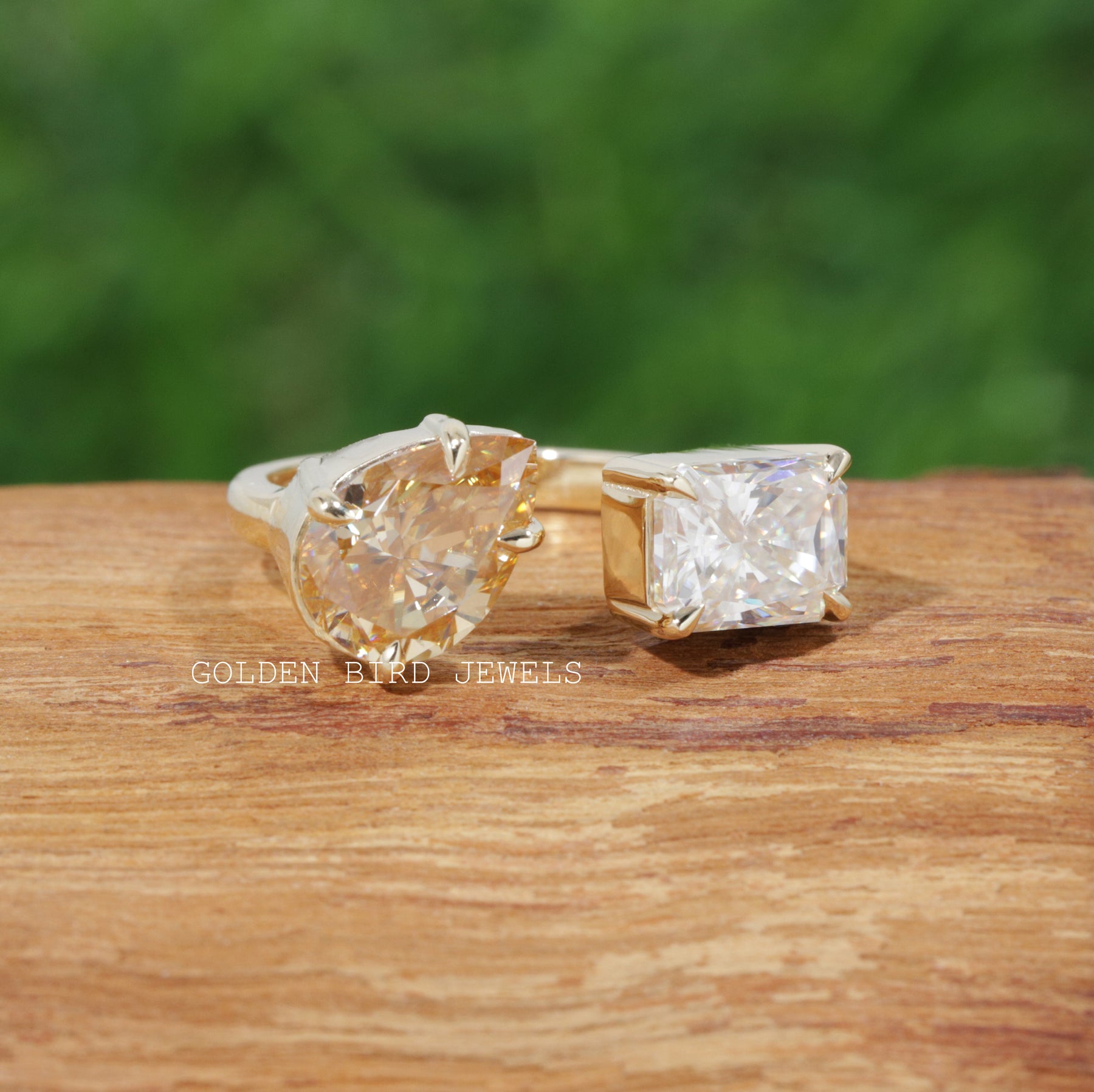 Pear & Radiant Cut Moissanite Open Ring
