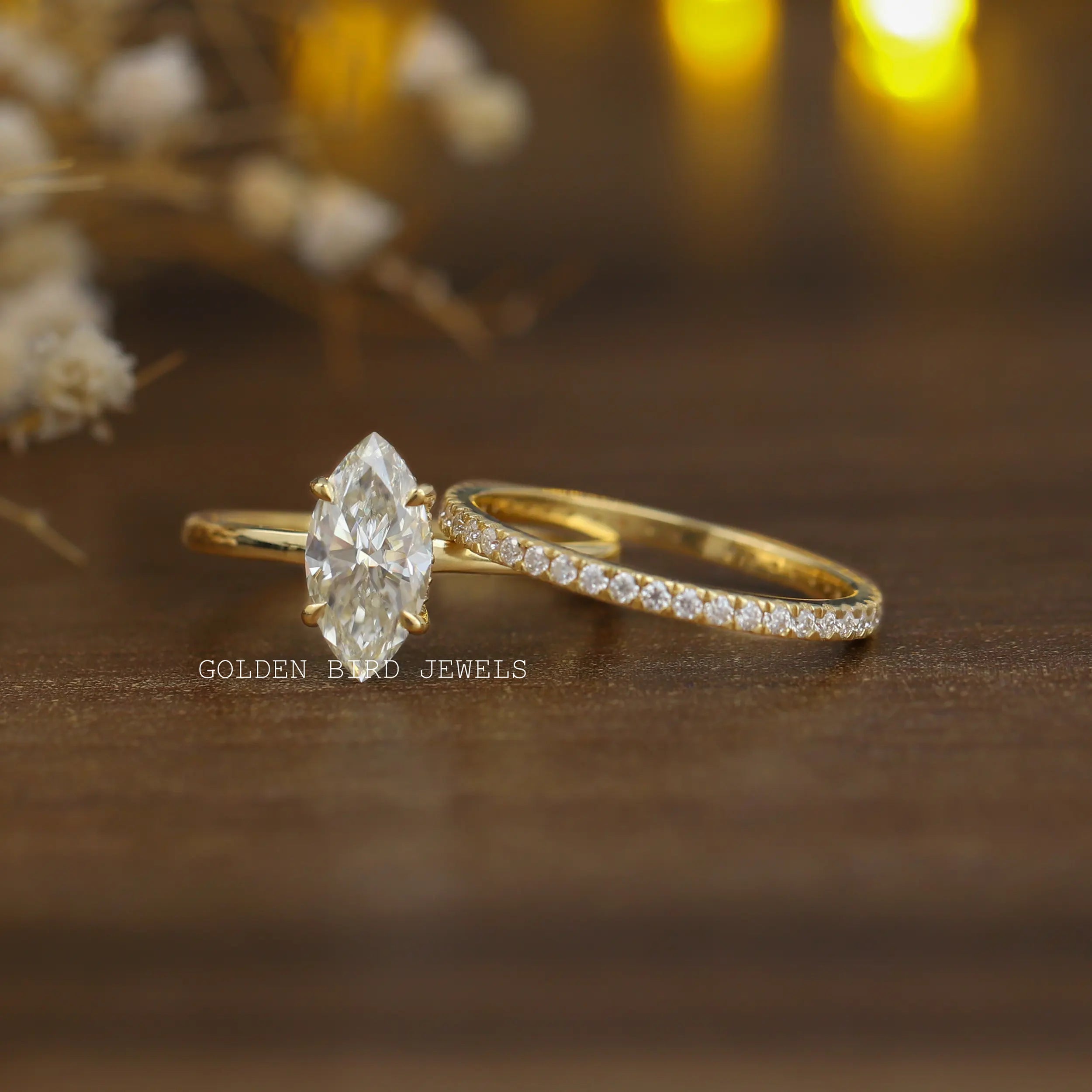 Marquise Cut Moissanite Bridal Ring Set