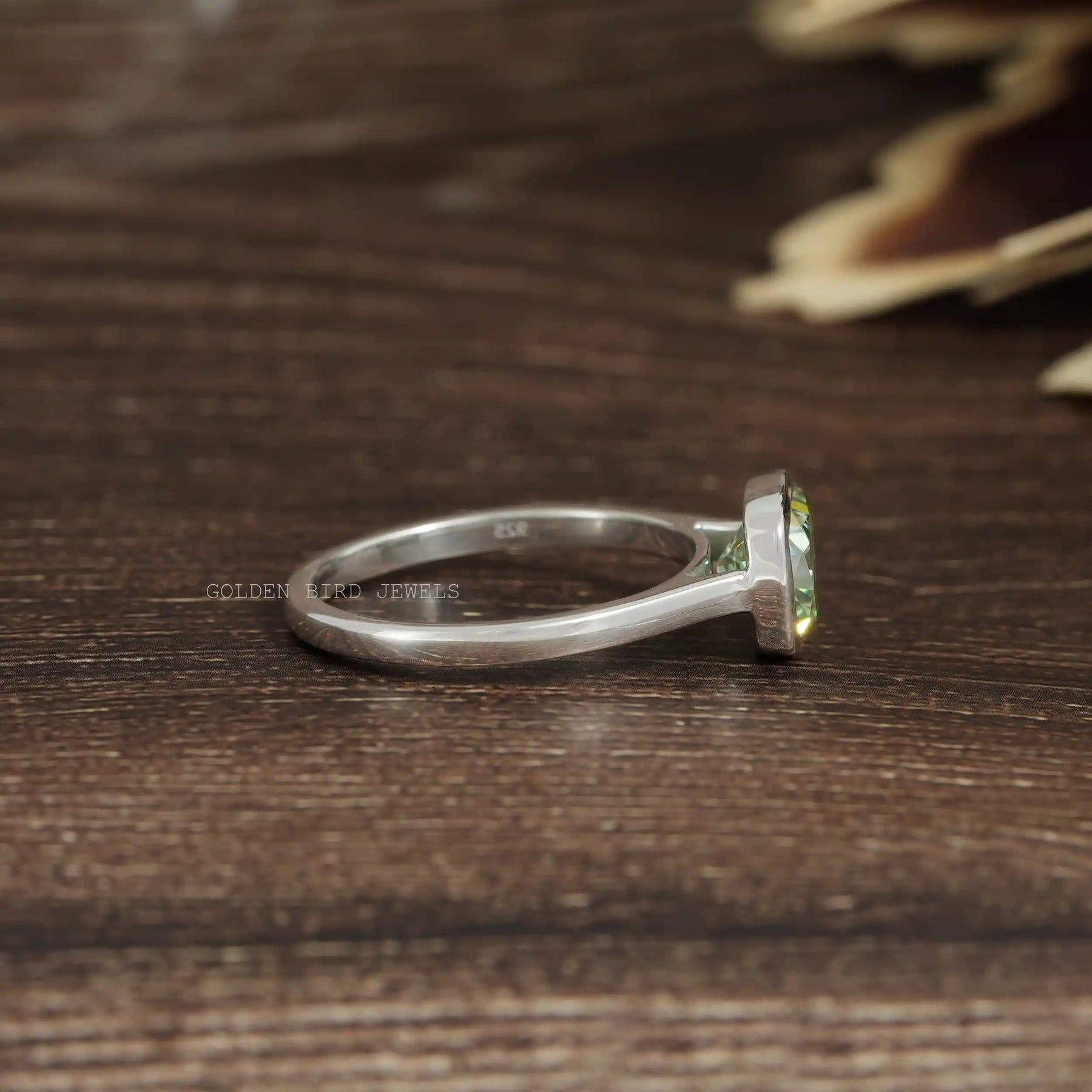 Back Side View Of Fancy Color Moissanite Solitaire Engagement Ring