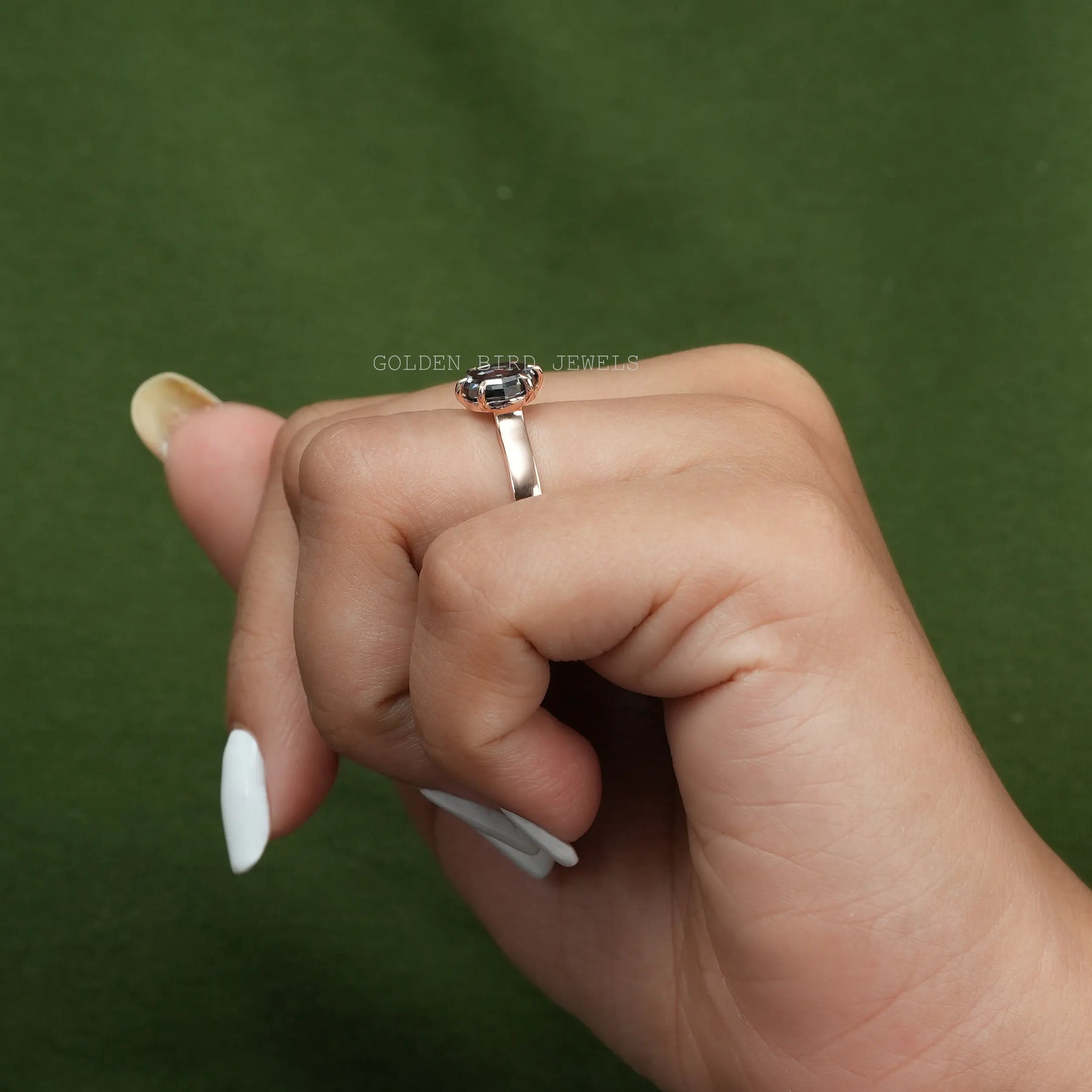 Step Cut Oval Moissanite Solitaire Ring