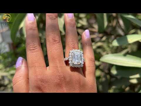 [Youtube Video Criss Cut Coloeless Moissanite Proposal Ring]-[Golden Bird Jewels]