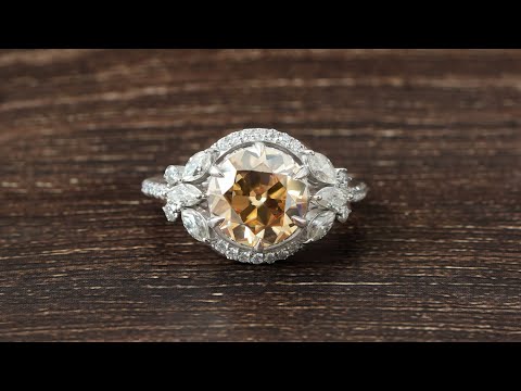 [YouTube Video Of Old European Round Cut Moissanite Halo Cluster Ring]-[Golden Bird Jewels]