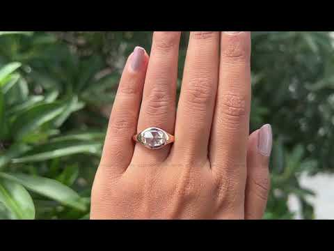 Rose Cut Oval Moissanite Solitaire Engagement Ring