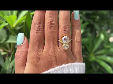 [YouTube Video Of Rose Cut Round Moissanite Two Stone Vintage Ring]-[Golden Bird Jewels]
