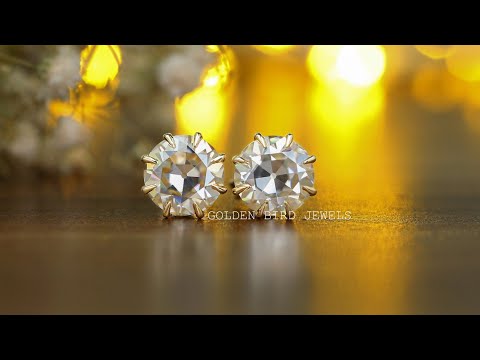 [YouTube Video Of Old European Cut Round Moissanite Studs Earrings]-[Golden Bird Jewels]