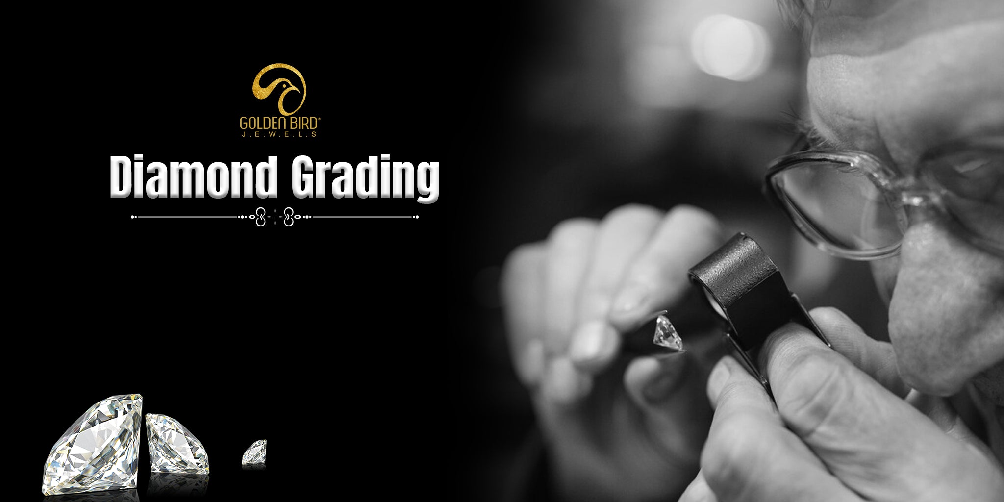 Diamond Grading written in clear font,  A diamond grading grding a diamond with 20x Loop
