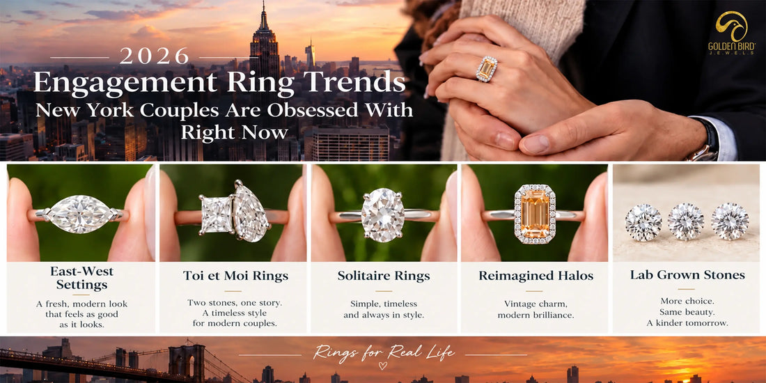 New York engagement ring trends for 2026 with solitaire, halo, toi et moi and lab grown rings