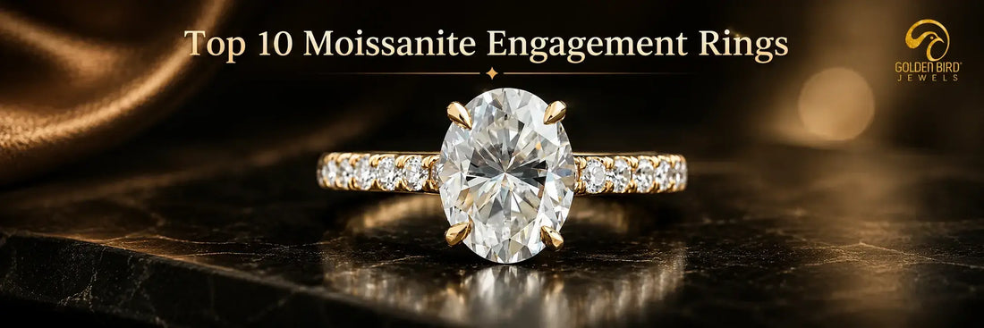 Luxury moissanite engagement rings for her with brilliant sparkle