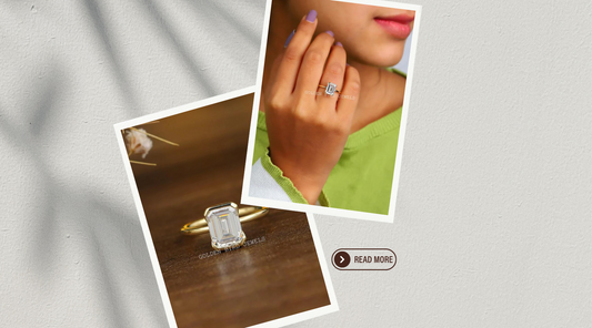 [Emerald Cut Moissanite Engagement Ring] - [Golden Bird Jewels]