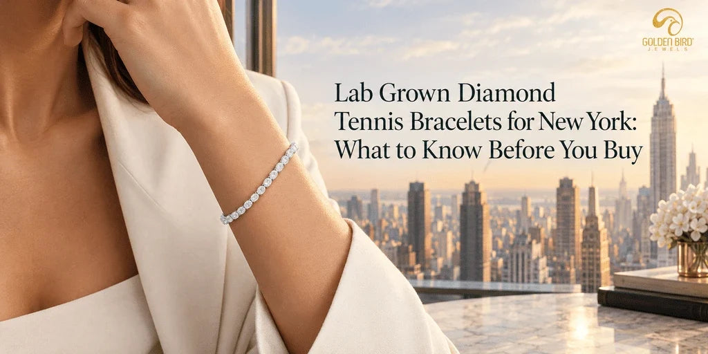 Oval diamond tennis bracelet featured in an upscale city setting