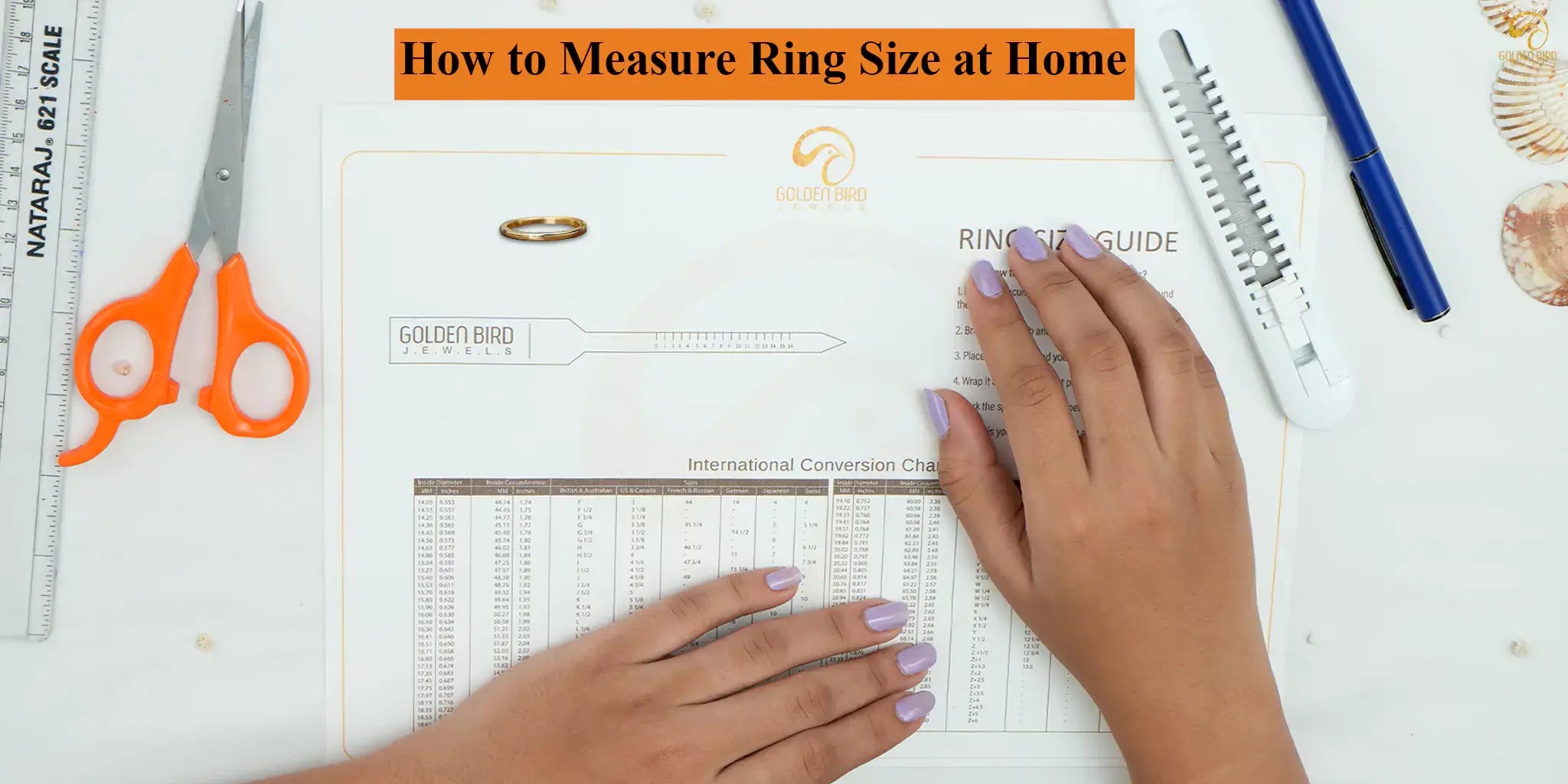 Ring size measurement chart to get a correct size at home with this sizer tool