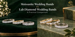 Luxury wedding band styles showcasing moissanite brilliance and lab diamond sparkle