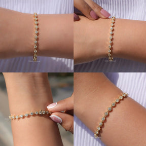 Front back side and close view of moissanite tennis bracelet