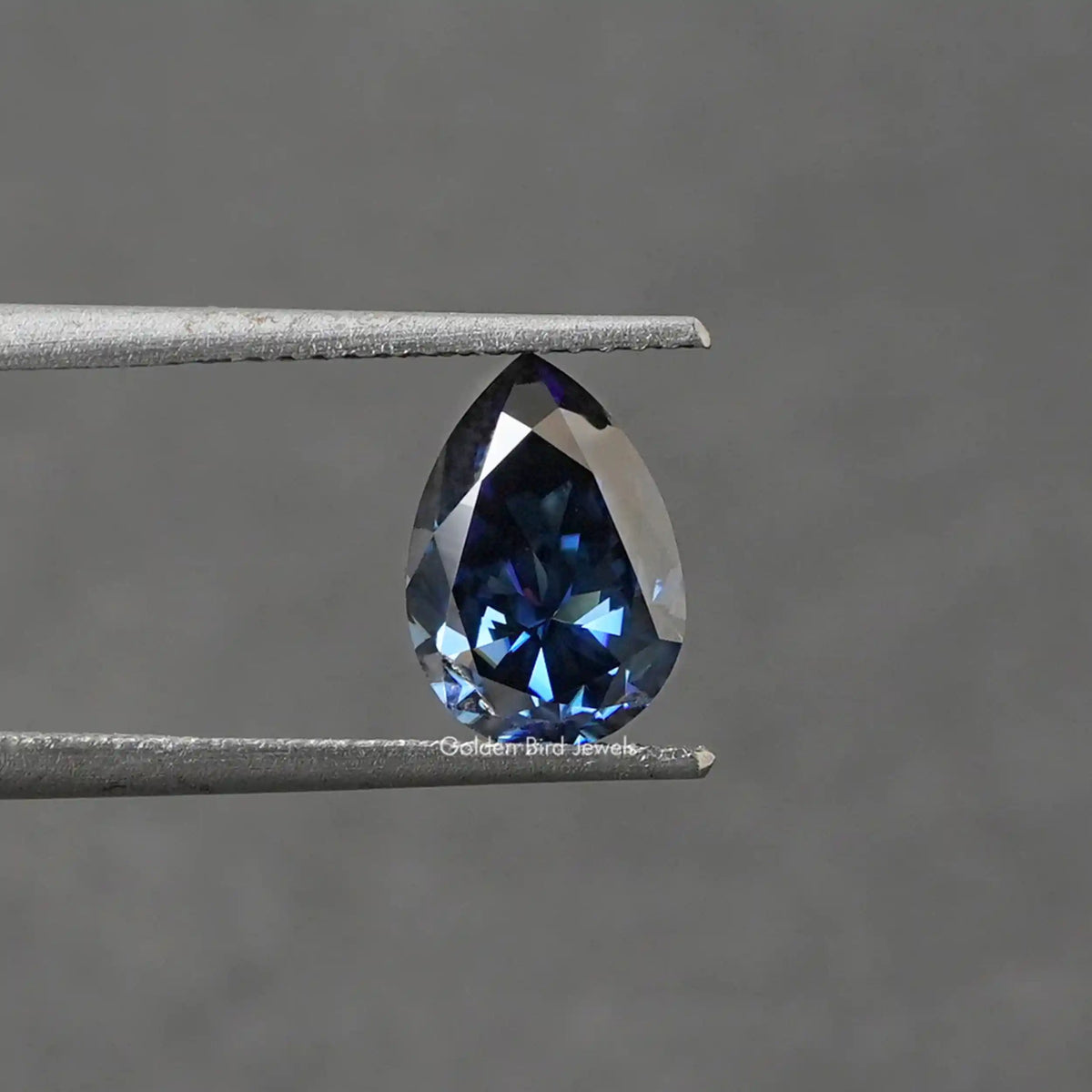 [Front view of 2 carat pear cut loose moissanite]-[Golden Bird Jewels]