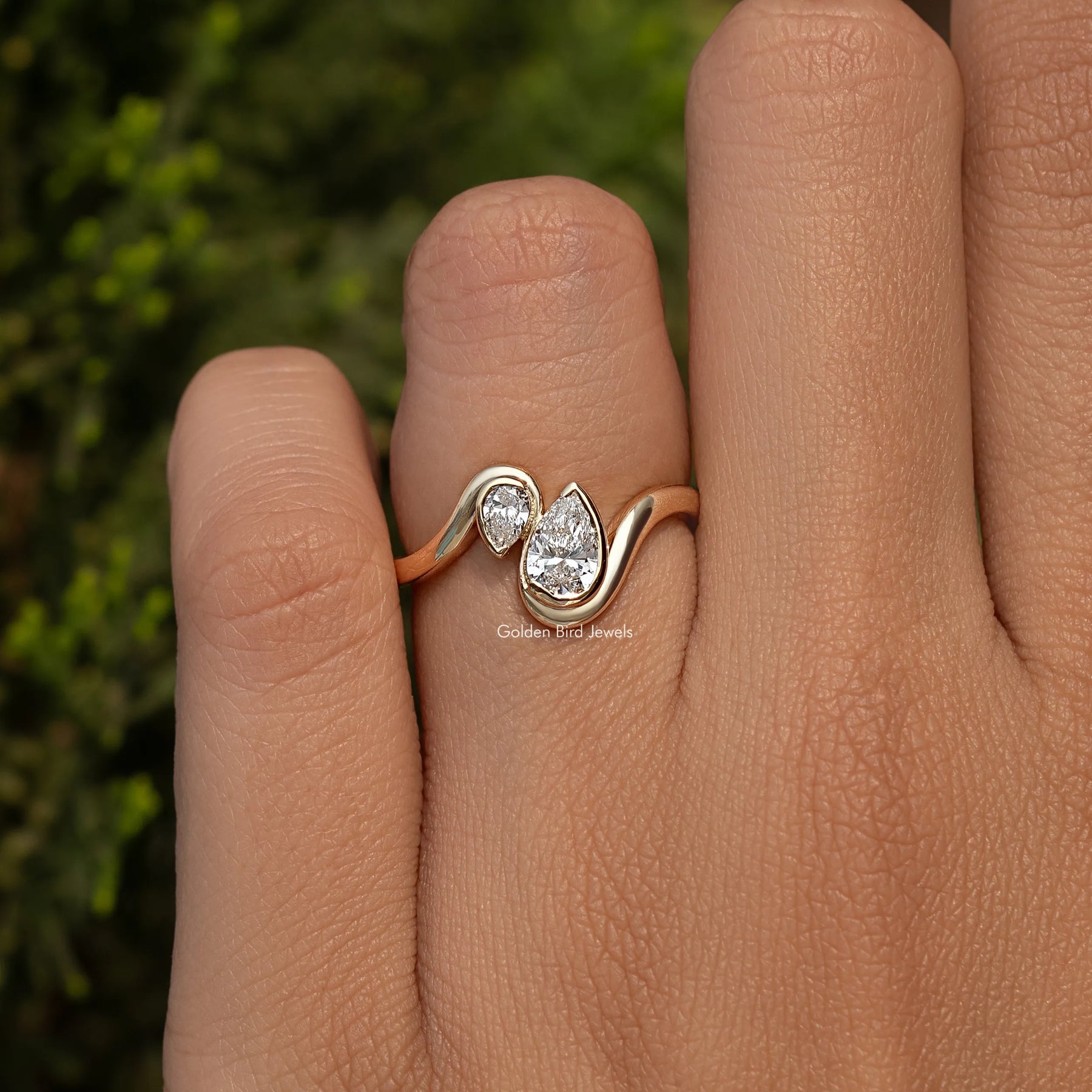 2 Stone Pear Cut Lab Diamond Toi Et Moi Ring