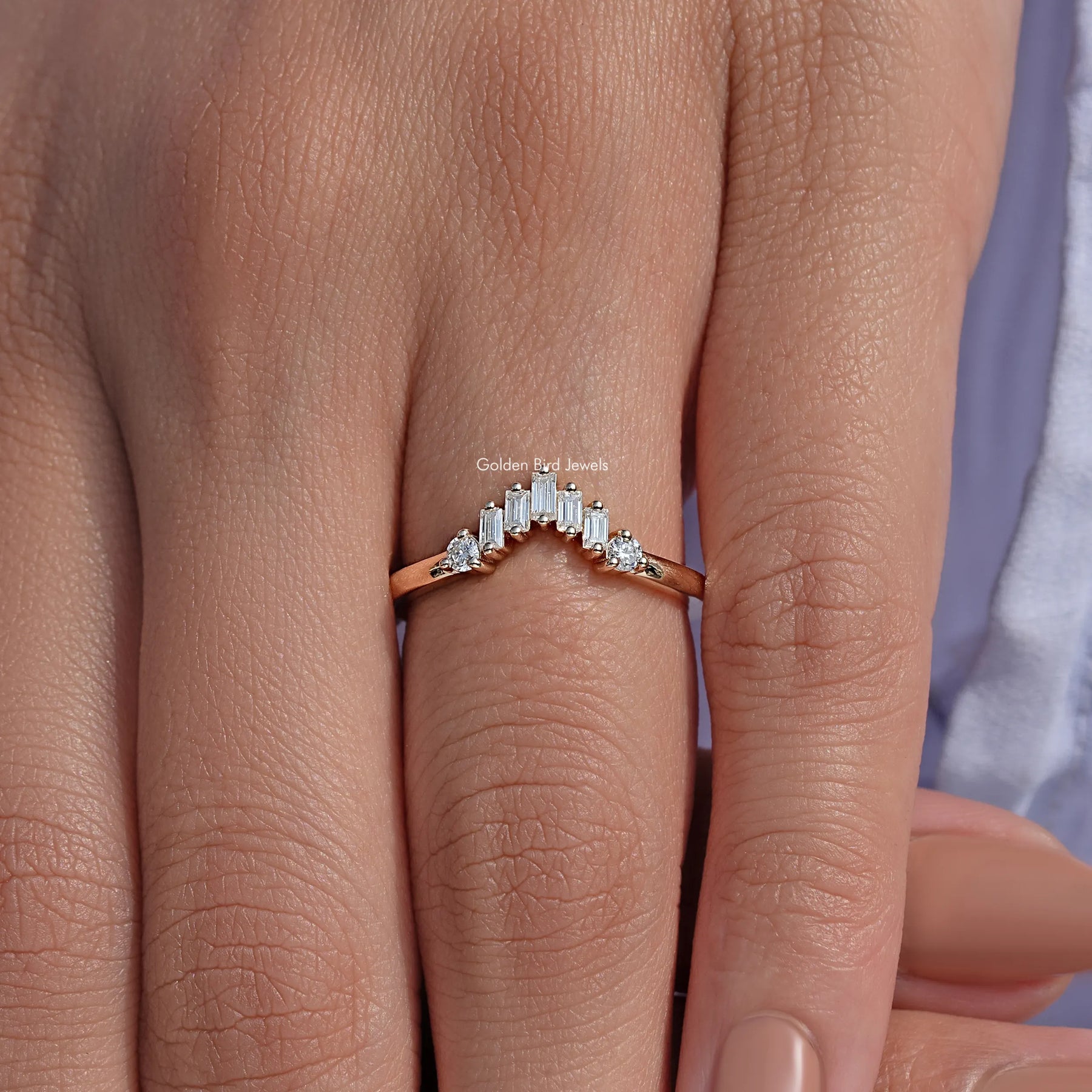 Baguette Cut Curve Moissanite Wedding Band
