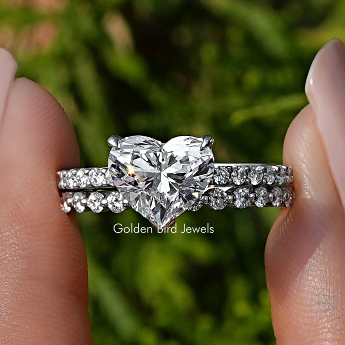Heart Shaped Lab Diamond Bridal Ring Set
