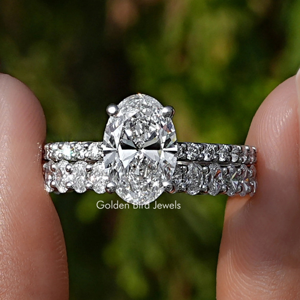 Oval Cut Lab Diamond Bridal Ring Set