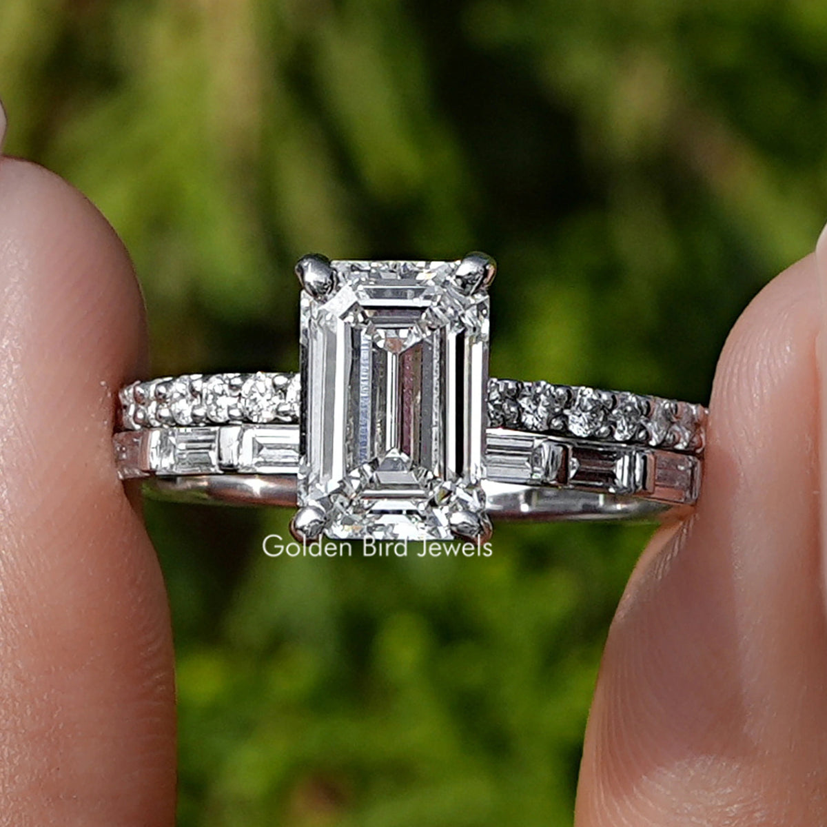 Lab Grown Diamond Emerald Cut Bridal Ring