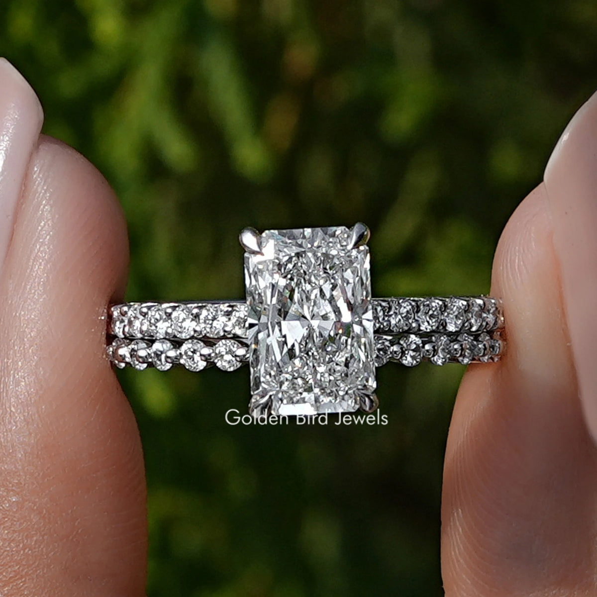 Radiant Cut Diamond Bridal Ring Set