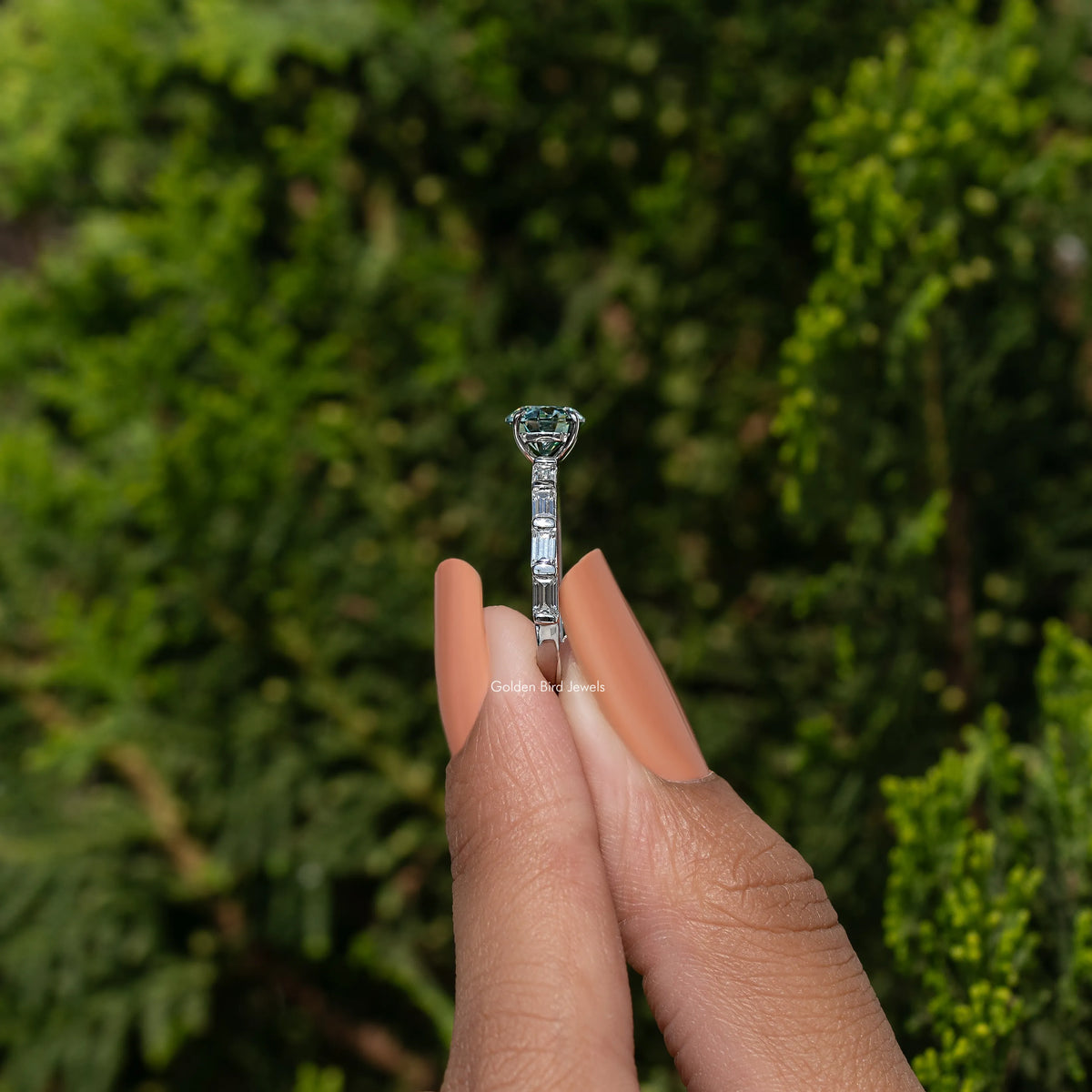 Round Shaped Moissanite Accent Ring