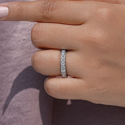 Round Cut Pave Set Moissanite Eternity Band