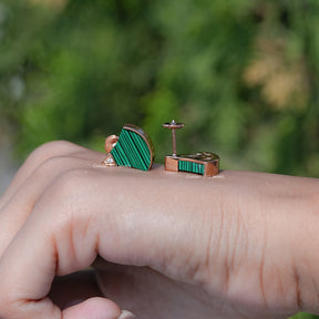 Green Antique Cut Gemstone Stud Earrings