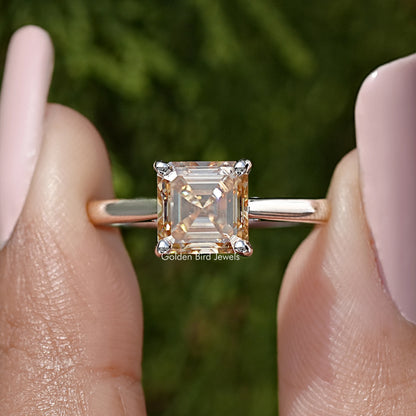 Asscher Cut Moissanite Solitaire Ring
