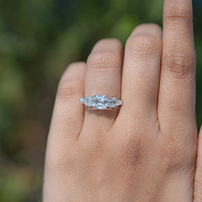 View of Asscher Cut 5 Stone Diamond Rings In White Gold