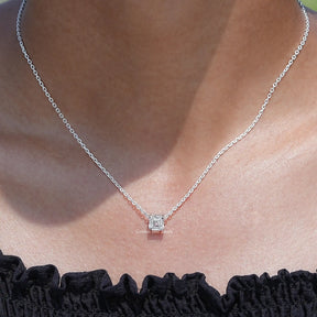 View of lab grown diamond Asscher cut pendant