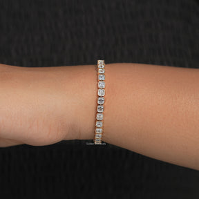 Bezel Set Asscher Lab Diamond Tennis Bracelet