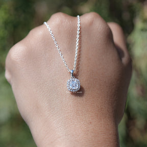 Asscher Cut Lab Diamond Halo Pendant
