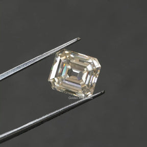  In twizer view of 4.60 carat asscher cut loose moissanite