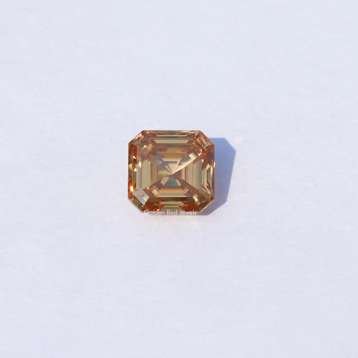 [Front view of asscher cut loose moissanite]-[Golden Bird Jewels]
