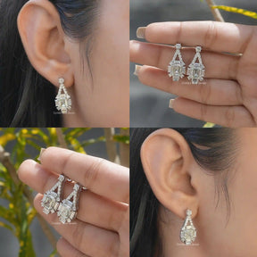 [Collage Of Asscher Cut Moissanite Beautiful Dangle Earrings]
