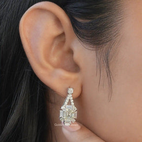 [This dangle earrings made with 18k white gold & vvs clarity moissanite]