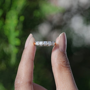 Asscher Cut Moissanite Five Stone Wedding Band