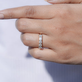 Asscher Cut Moissanite Five Stone Wedding Band