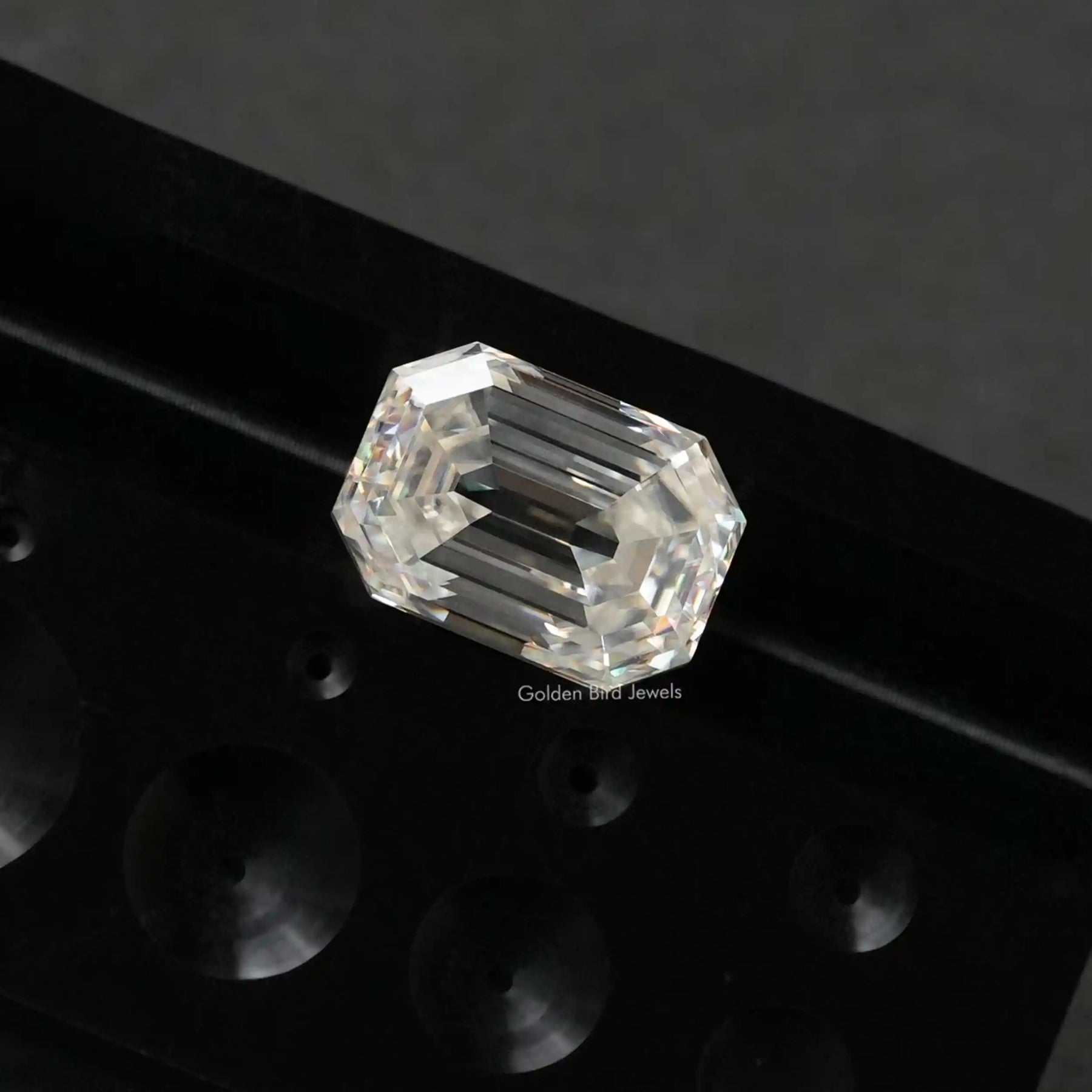 [Old mine asscher cut moissanite crafted with VVS clarity]-[Golden Bird Jewels]
